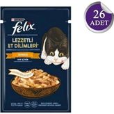 Felix Tavuklu Lezzetli Et Dilimleri Yaş Kedi Maması 80 gr x 26 Adet Pratik Tek Porsiyonluk