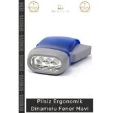 #Fener Pilsiz Şarjlı Kamp Acil Durum Aydınlatma Manuel Ergonomik Ekonomik Dinamolu Fener Mavi
