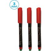 Fenlot Kırmızı Asetat Permanent Cd Kalemi Medium Uçlu (3Lü Set)