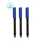 Fenlot Mavi Asetat Permanent Cd Kalemi Medium Uçlu (3Lü Set)