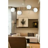 Fer Avize Çello Modern Lüks Tasarım Gold Renk Beyaz Camlı Tavan Yemek Masası Üstü -Salon 4 lü Avize