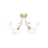 Fer Avize Rosa Modern Lüks Tasarım Tavan Plafonyer Gold Renk Beyaz Camlı 4 Lü Avize