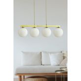 Fer Avize Sezar Beyaz Camlı Modern Tasarım 4 Lü Avize - Gold