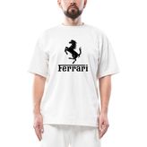 Ferari Logo Oversize Beyaz Tişört - XL