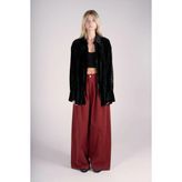 Fermuarlı Kadife Oversize Gömlek - Siyah - 38
