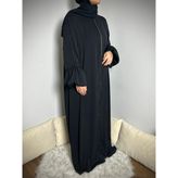 Fermuarlı Tesettür Elbise - Siyah - 2XL