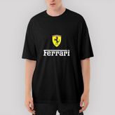 Ferrari İn Italy Oversize Siyah Tişört