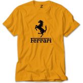 Ferrari Logo Sarı Tişört - 3XL
