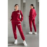 Ferte KADIN BORDO OVERSİZE EŞOFMAN TAKIMI SWEATSHİRT & EŞOFMAN ALTI TAKIMI BASKILI GÜNLÜK SPOR