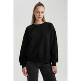Ferte KADIN OVERSİZE BİSİKLET YAKA 3 İPLİK BASİC SWEATSHİRT