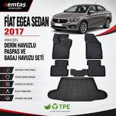 Fiat Egea Sedan 2017 Araca Özel Derin Havuzlu Paspas ve Bagaj Havuzu Seti Semtaş - Siyah
