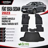 Fiat Egea Sedan 2023 Araca Özel Derin Havuzlu Paspas ve Bagaj Havuzu Seti Semtaş - Siyah