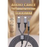 Fibaks 2'si 1 Arada Lightning & Type- C To 3.5mm Jack Aux Ses Kablosu Mikrofon Destekli Araç Ses Aktarım - 2in1 Kablo