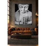 Fida Siyah Beyaz Dua Eden Buda Heykeli Canvas Tablo