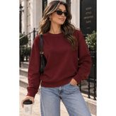 Fioria Kadın Bordo Sweat Modal Kumaş Oversize Basic Bisiklet Yaka Sweatshirt