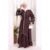Fırfır Detaylı Abaya 6078 Bordo