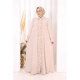 Fırfır Detaylı Elbise 6066 Taş
