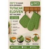 Fırın Eldiveni Fırın Tutacağı Premium Isı Geçirmez Mutfak Eldiveni Tutacak Isıya Dayanıklı Eldiven - 17 x 27 - Yeşil