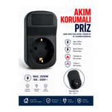 Fırsat Yolu Siyah Akım Korumalı Tekli Priz