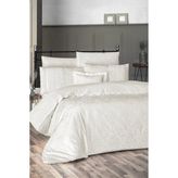 First Choice Jully %100 Pamuk 200 Tc (80 Tel) Dantelli Çift Kişilik Nevresim Takımı - Krem - 200 x 220 cm
