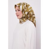 Fıstık Yeşili Harf Baskılı Twill İpek Eşarp