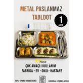 Fithome 1 Adet Metal Paslanmaz Çelik Yemek Tabldot Servis Tabağı Dikdörtgen Şekil Çok Amaçlı Kullanım