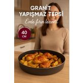 FİTHOME Döküm Granit Yanmaz Yapışmaz Yuvarlak Fırın Tepsisi