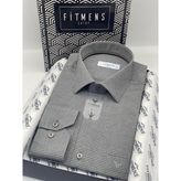 Fitmens Klasik Uzun Kol Kare Armür Desenli Hediye Kutulu Erkek Gömlek FS-002151 - Siyah Beyaz - Siyah - Beyaz