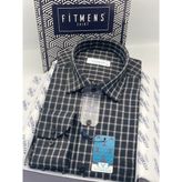 Fitmens Klasik Uzun Kol Kışlık Kareli %100 Cotton Yaka Alttan Düğmeli Hediye Kutulu Erkek Gömlek FS-003129 - Siyah