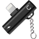FitPlus FT-AC34 Siyah Lightning Şarj + Kulaklık Çoğaltıcı Mini Askılı Adaptör