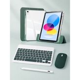 Five-E Apple iPad 10. Nesil 10.9 Inc Foldex Yatay ve Dikey Standlı Türkçe Klavye Mouse Kalem ve Kılıf Seti A2696 A2757 - Koyu Yeşil