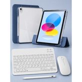Five-E Apple iPad 10. Nesil 10.9 Inc Foldex Yatay ve Dikey Standlı Türkçe Klavye Mouse Kalem ve Kılıf Seti A2696 A2757 - Lacivert