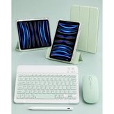 Five-E Apple iPad Air 11 M2 Foldex Yatay ve Dikey Standlı Türkçe Klavye Mouse Kalem ve Kılıf Seti A2902 A2903 - Açık Yeşil