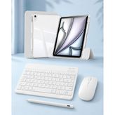 Five-E Apple iPad Air 11 M2 Foldex Yatay ve Dikey Standlı Türkçe Klavye Mouse Kalem ve Kılıf Seti A2902 A2903 - Gri
