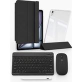 Five-E Apple iPad Air 11 M3 Foldex Yatay ve Dikey Standlı Türkçe Klavye Mouse Kalem ve Kılıf Seti A3266 A3267 - Siyah