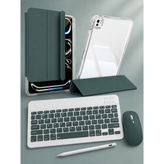 Five-E Apple iPad Pro 11 M4 Foldex Yatay ve Dikey Standlı Türkçe Klavye Mouse Kalem ve Kılıf Seti A2836 A2837 - Koyu Yeşil