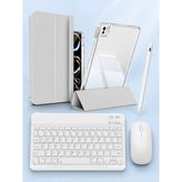 Five-E Apple iPad Pro 13 M5 Foldex Yatay ve Dikey Standlı Türkçe Klavye Mouse Kalem ve Kılıf Seti A3360 A3361 - Gri