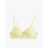 Fiyonklu Pötikare Desenli Push Up Bikini Üstü
