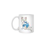 Fizello Cat Playing Wool Beyaz Kupa, 330 ml, Seramik