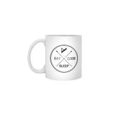 Fizello Eat Sleep Code Repeat Beyaz Kupa, 330 ml, Seramik