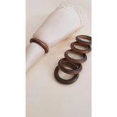 Flea Market 8'li Vintage Ahşap Halka Peçete Yüzüğü Peçetelik Peçete Halkası Hediyelik Çeyizlik Sofra Sunumu - Acı Kahverengi