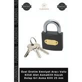 Floranova Özel Üretim Emniyet Aracı Valiz Kilidi Alet Asmakilit Küçük Dolap Gri Asma Kilit 25 mm
