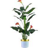 florayapaycicekcom Yapay Ağaç Gala Ağacı Salon Bitkisi 160cm 20 Yaprak beyaz gold saksıda Yeşil svm.1075