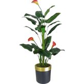 florayapaycicekcom Yapay Ağaç Gala Ağacı Salon Bitkisi 160cm 20 Yaprak siyah gold saksıda Yeşil svm.1074
