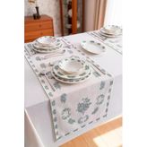 Flowers Green Keten Runner