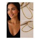 FM 💎 Premium Gold Renk Parlak ve Şık Pullu Arpa Zincir Şık 316L Çelik Kadın Kolye (60cm) Altın 60 cm 69227-141-142 g-74