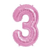 Folyo Balon 34 inç 80 cm 3 Rakam Pembe
