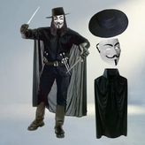 For Vendetta Temalı Kostüm Seti Yetişkinler İçin (V Model)