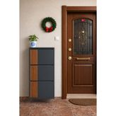 formood Üçlü Metal Ayakkabılık Antrasit Ahşaplı ABD CEVİZ MDF DİKEY