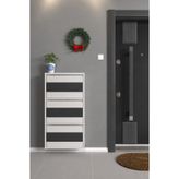 formood Üçlü Metal Ayakkabılık Beyaz Ahşaplı MDF ANTRASİT